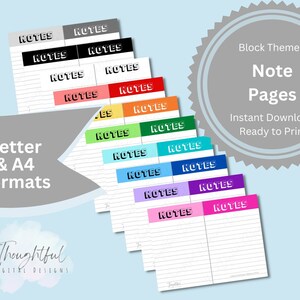 Block Header Lined Printable Note Pages Instant Digital - Etsy