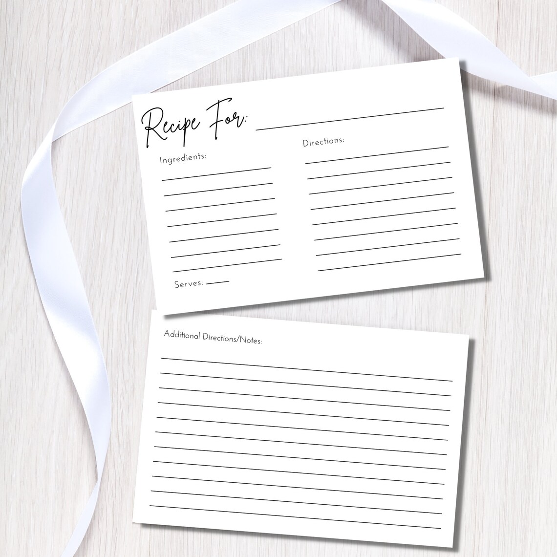 Minimalist Printable Recipe Cards Instant Digital Download 3x5 and 4x6 ...
