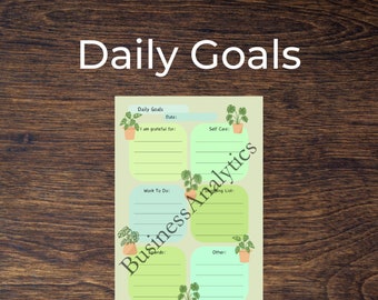 Daily Goals for Productivity, Errands, Time Management, Self Care | Printable | Fillable | PDF | Digital Download