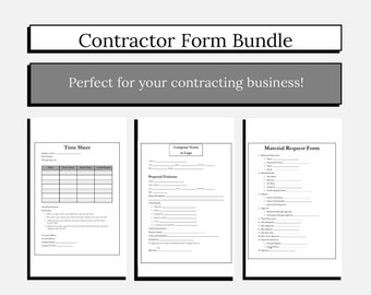 Contractor Forms Bundle – Printable & Fillable PDF (Digital Download)