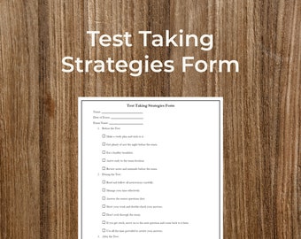 Formulario de estrategias para la realización de exámenes / PDF imprimible y rellenable (descarga digital)