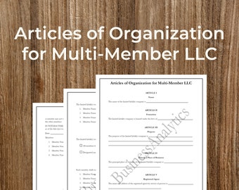 Multi-Member LLC Articles of Organization | Legal Template (PDF)
