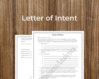 Customizable Letter of Intent Template | Business Agreement (Digital Download)