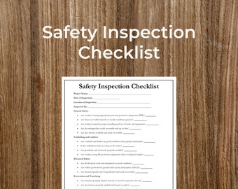 Safety Inspection Checklist for Construction Site | Printable | Fillable | PDF | Digital Download | Customizable | Editable | Small Business