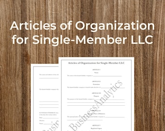 Single-Member LLC Articles of Organization Template (Fillable PDF)