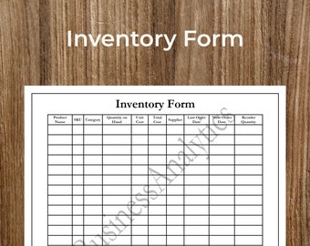 Printable Inventory Form Template | Fillable PDF, US Letter