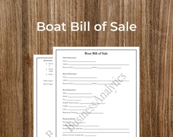 Fillable Boat Bill of  Template | Printable PDF Form