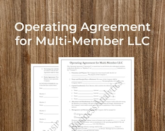 Multi-Member LLC Operating Agreement | Fillable Printable PDF