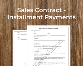 Sales Contract - Installment Payments, Printable Fillable PDF Template