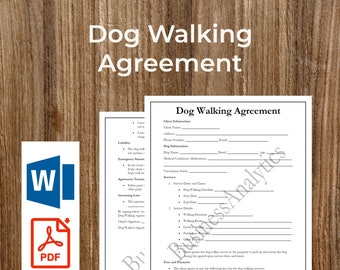 Dog Walking Agreement Template | Customizable, Fillable (Digital Download)