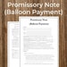 Promissory Note Balloon Payment Form Printable Fillable PDF