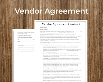 Vendor Agreement Contract Template – Fillable PDF for Small Business