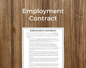 Employment Contract Template for Business Owners and Employers | Printable | Editable | Digital Download | Fillable | Customizable | PDF