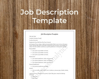 Job Description Template | Word | Employment Template | Business Forms | Printable | Fillable | Digital Download | Customizable | Editable