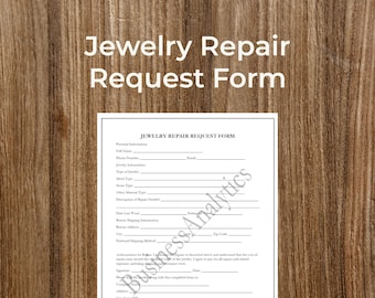 Jewelry Repair Request Form | Fillable PDF, Customizable (Digital Download)