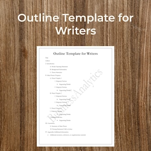Outline Template for Writers | Printable | Word | Digital Download | Customizable | Editable | Instant Download | Writer Forms | Simple