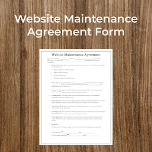 Può includere: Un modulo di accordo di manutenzione del sito web con sezioni per servizi, termini, pagamento, riservatezza, indennizzo, risoluzione, legge applicabile, intero accordo e firme. Il modulo include spazi per il cliente e lo sviluppatore web per firmare e datare l'accordo.