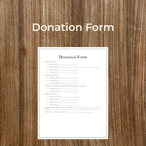 Donation Form - Collect Donations from Individuals and Organizations | Printable | Fillable | PDF | Digital Download | Customizable