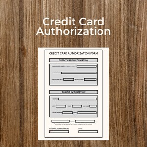 Kreditkarten-Autorisierungsformular | PDF | Form Ausfüllbar | Druckerfreundlich | Business Forms | Kleinunternehmen | Bearbeitbar | Personalisierbar | Gutschrift
