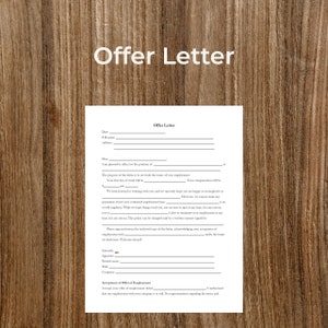 Formulario de carta de oferta / PDF / Formulario rellenable / Imprimible / Formularios comerciales / Pequeñas empresas / Editable / Incorporación de empleados / Formularios de trabajo