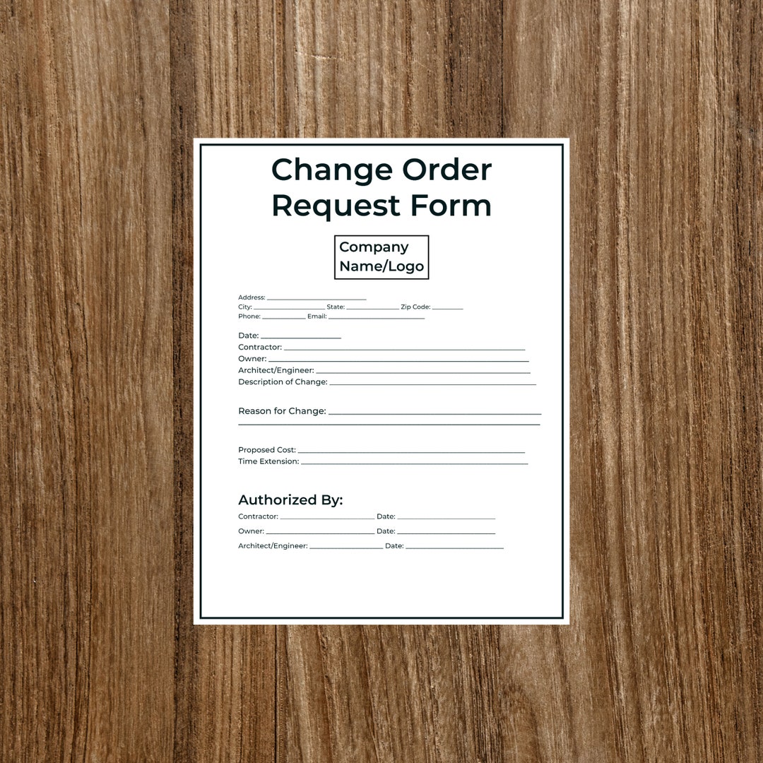 Change Order Form Template for Contractors and Construction - Etsy