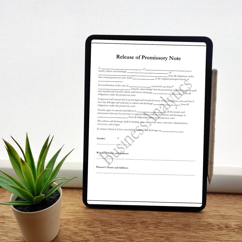 Formulaire de mainlevée du billet à ordre - PDF imprimable et à remplir (téléchargement numérique) image 5