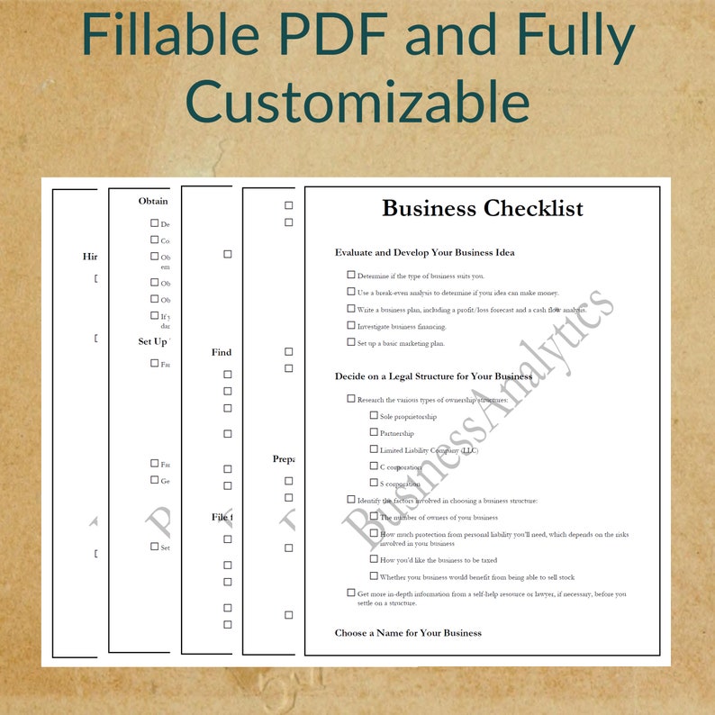 Small Business Checklist – Printable, Editable PDF Forms - Etsy