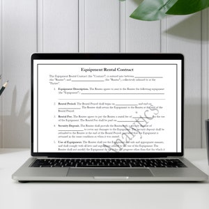 Equipment Rental Contract | Printable | Fillable | PDF | Digital ...