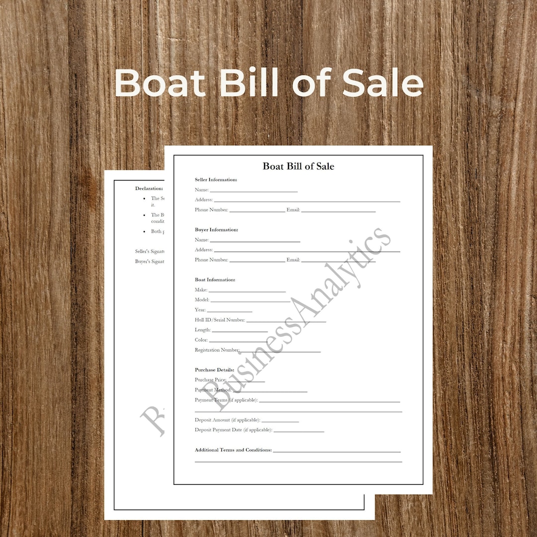 Boat Bill of Sale Boat Sales Agreement Boat Forms Business Printable Boat Bill of Sale Boat Sales Agreement Boat Forms Business Printable