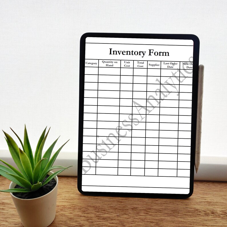 Printable Inventory Form Template | Fillable PDF, US Letter - Etsy