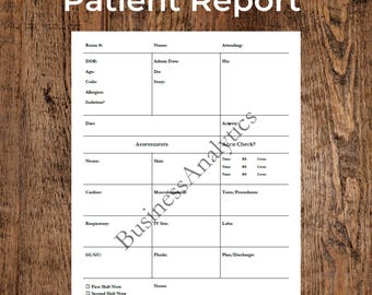 Nurse Patient Report Form | SBAR Handoff, Customizable (Digital Download)