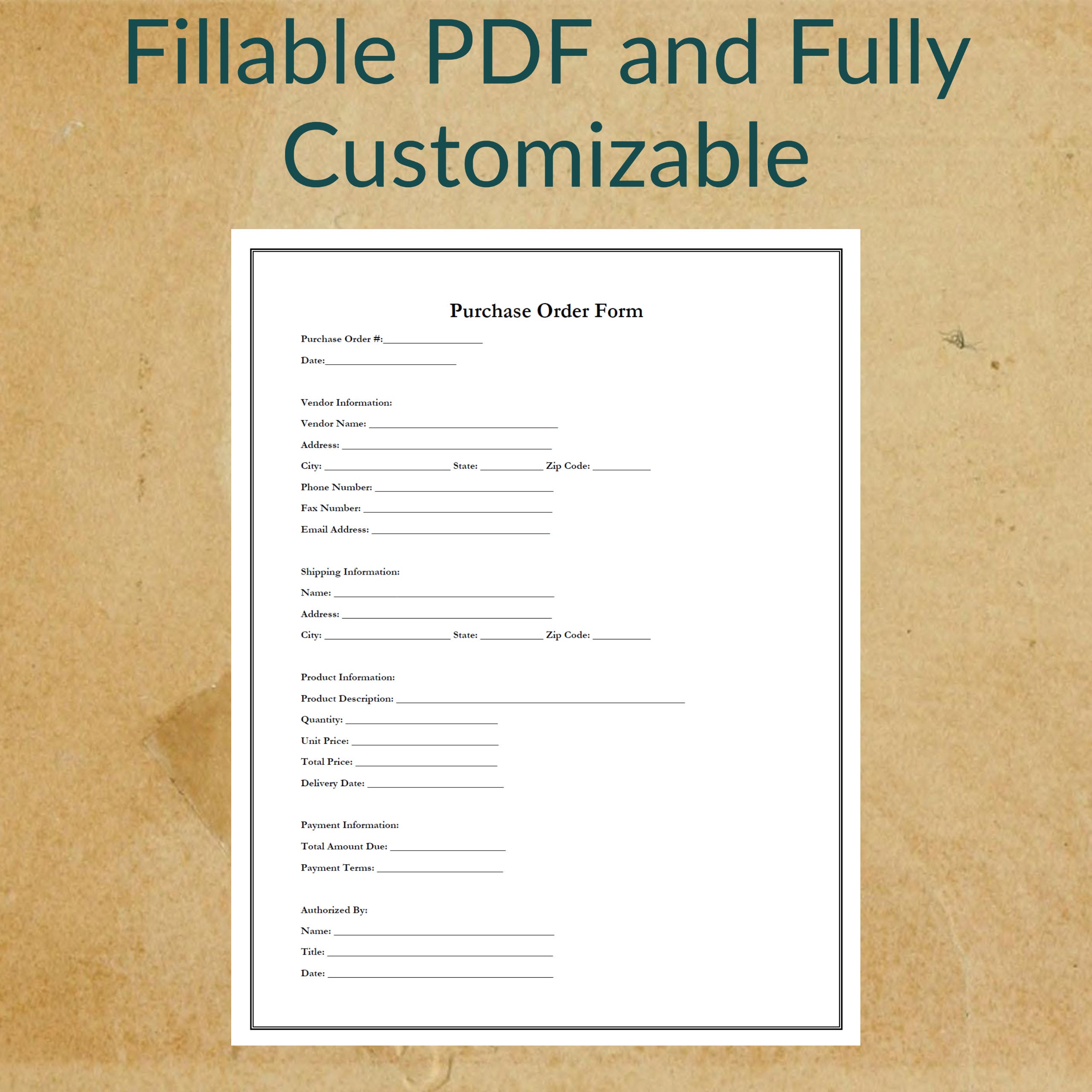 Formulario de orden de compra / Imprimible / Rellenable / PDF - Etsy México
