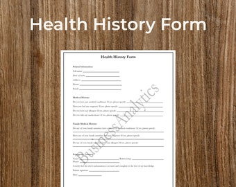 Formulario de historial médico rellenable, plantilla para consultorio médico (descarga digital)