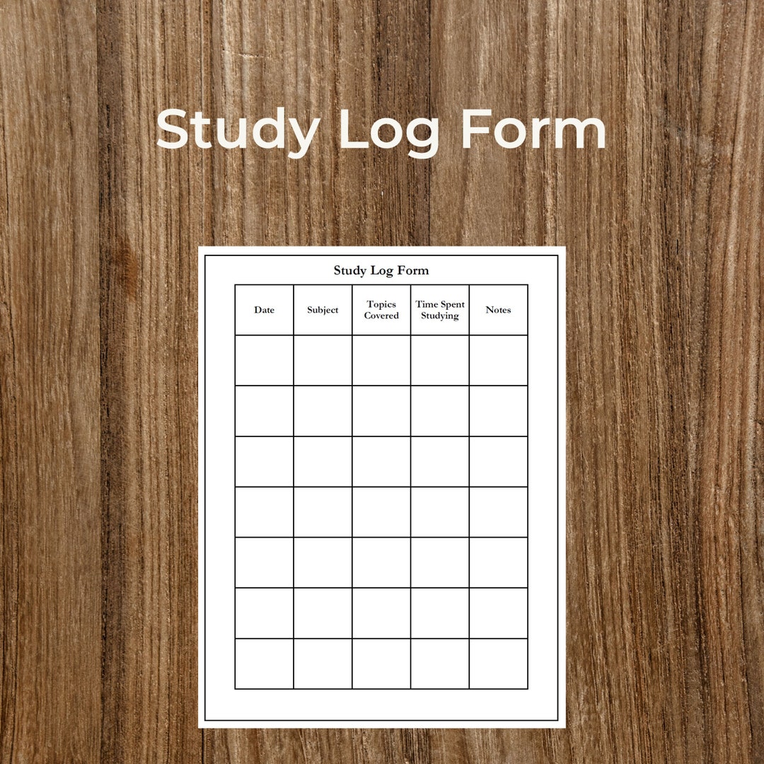 Printable Study Log Form | Fillable, Customizable (digital Download) - Etsy