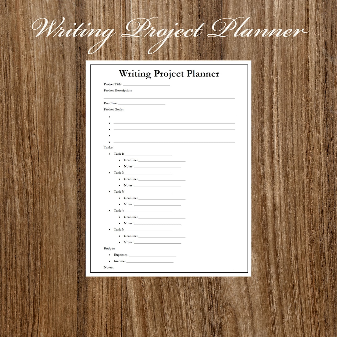 Writing Project Planner Form - Printable, Fillable PDF (digital ...