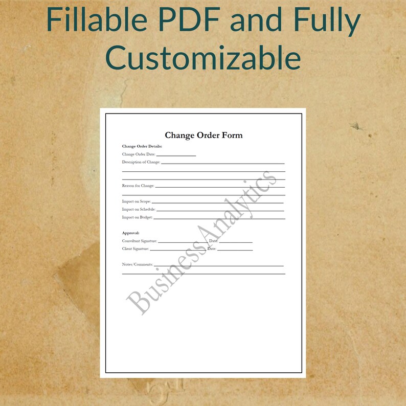 Consultant Change Order Form | Printable, Fillable PDF (digital ...