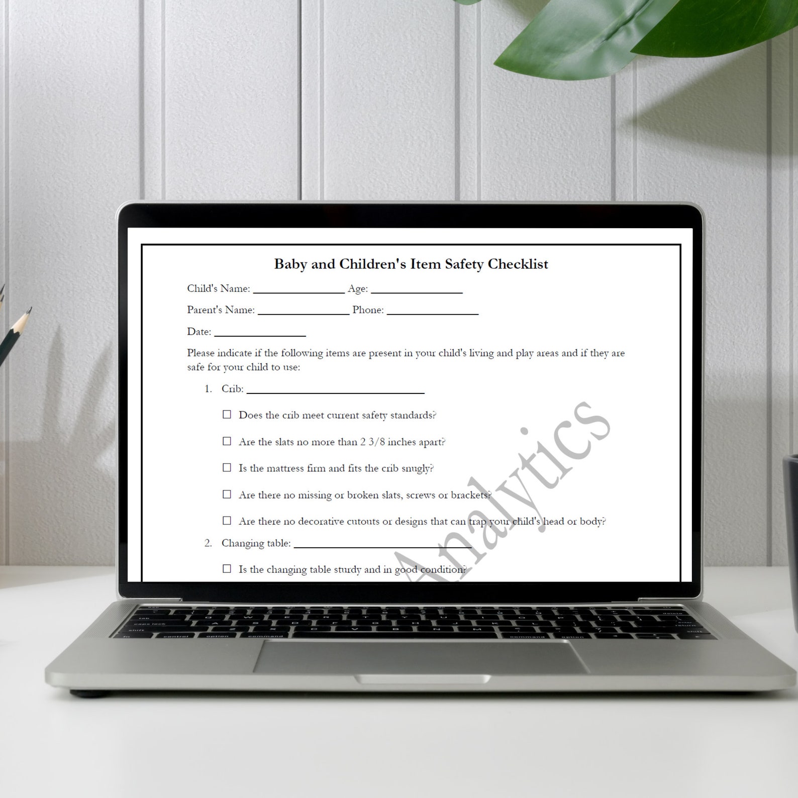 Baby & Child Safety Checklist - Printable Fillable PDF (digital ...
