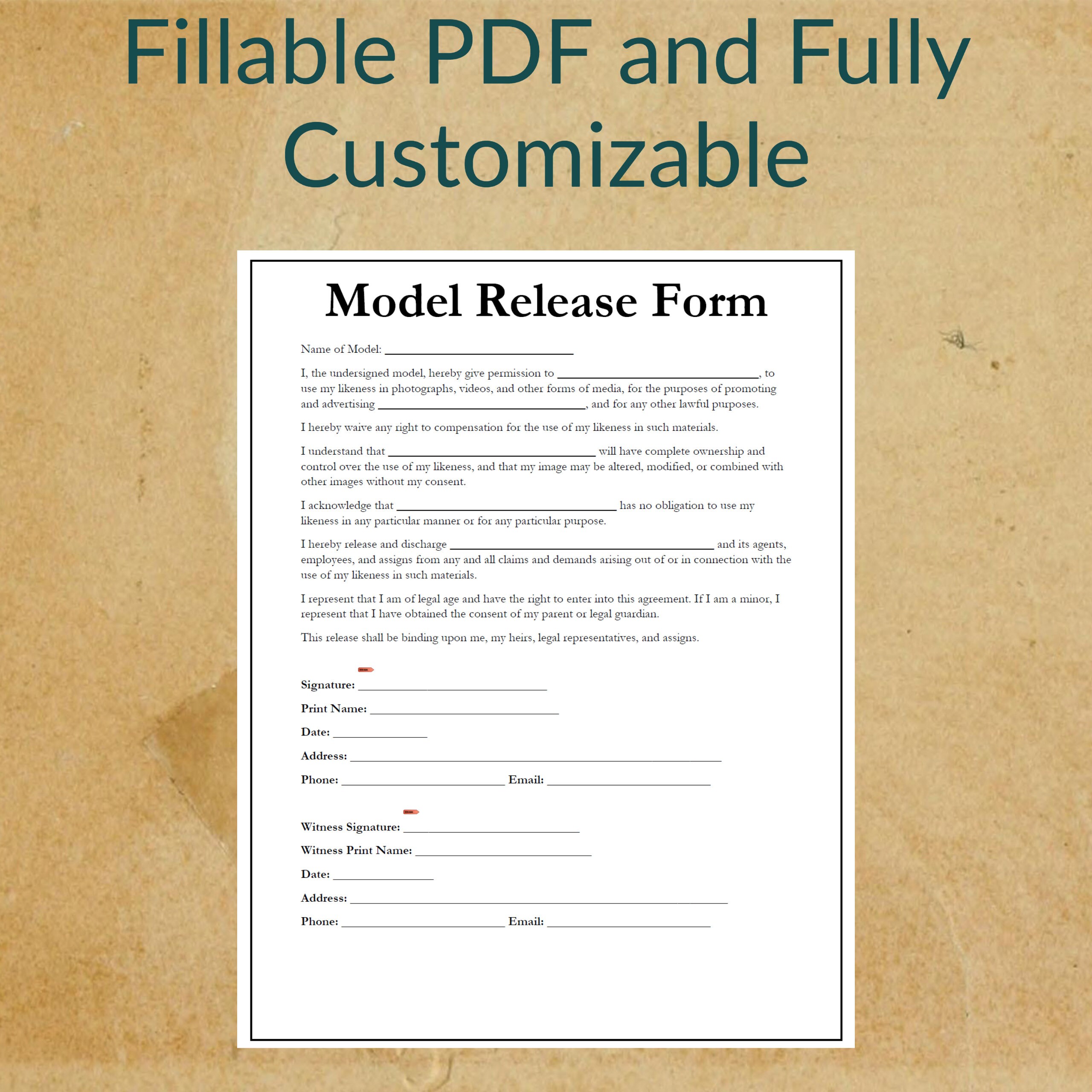 Release Form Animation Model Release Form Template | Photography & Film (digital Download) - Etsy