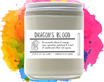 DRAGON'S BLOOD Scented Soy Wax Candle Jar