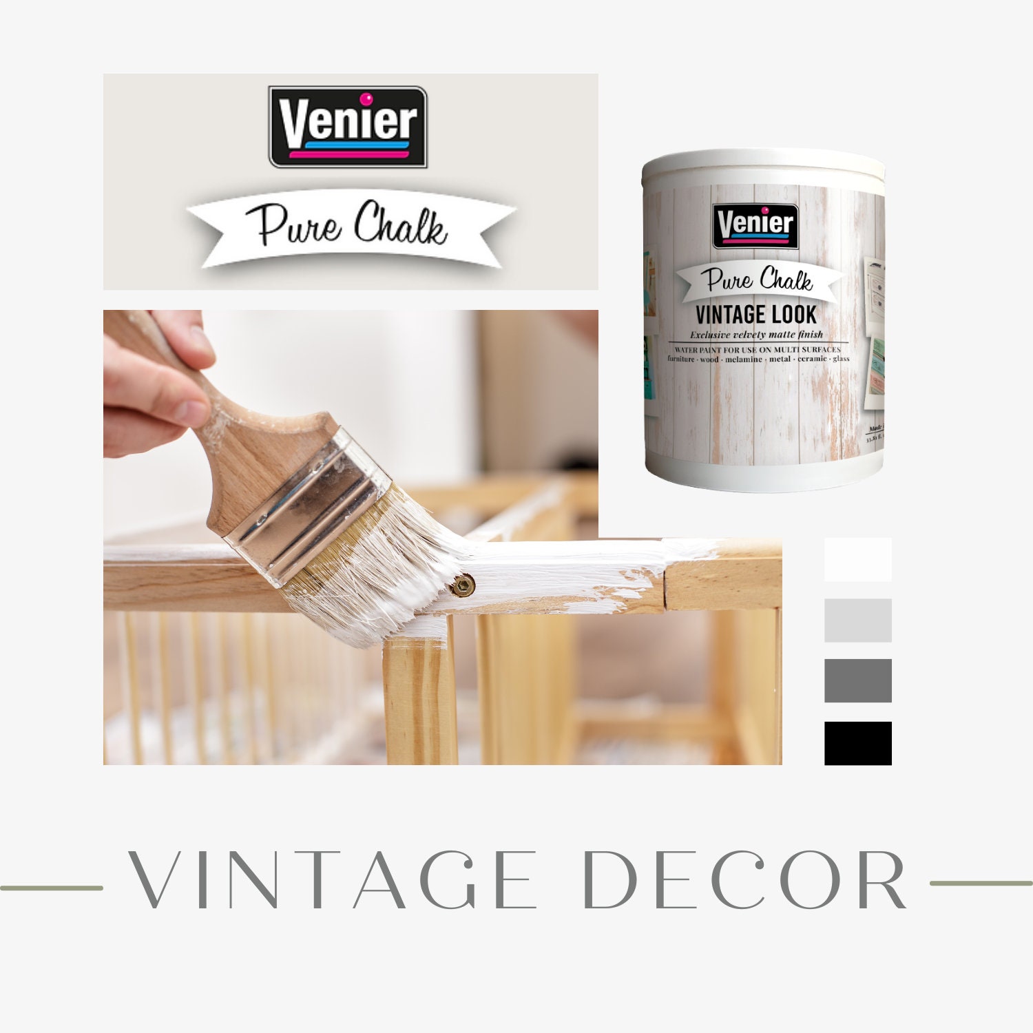 Pure Chalk Paint Venier, Light Blue Calm 33.81 Fl.oz. All in One Paint