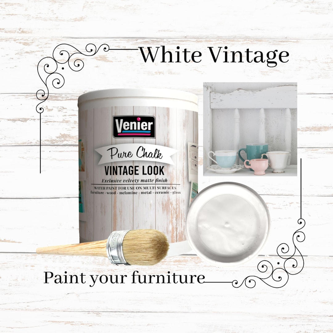 Pure Chalk Paint Venier, White Vintage 33.81 Fl.oz. All in One Paint