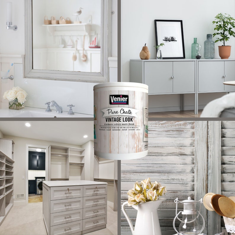 Pure Chalk Paint Venier, Aged Gray 33.81 Fl.oz. All in One Paint for