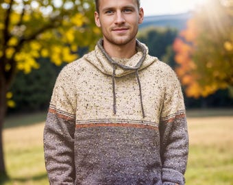 Men's Nordic Hooded Sweater Knitting Pattern (PDF)