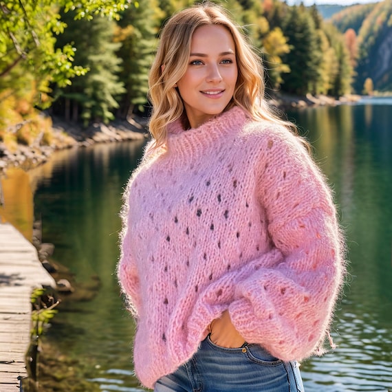 Oversized Sweater Knitting Pattern: Nordic Fluffy Knit Pullover