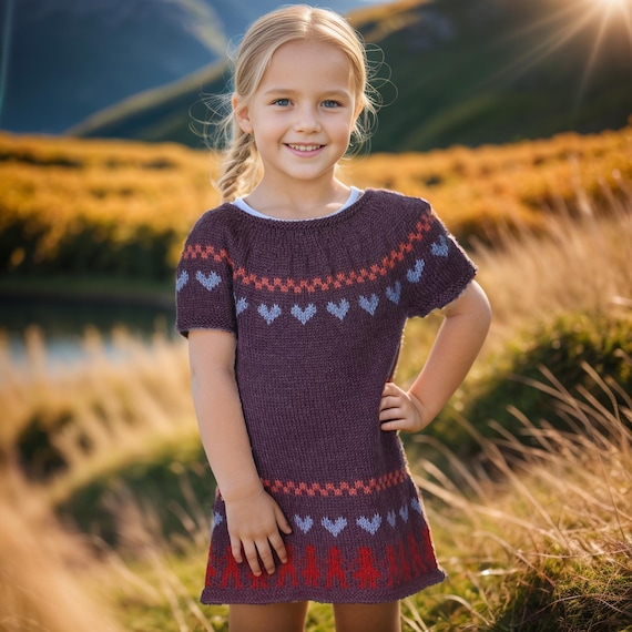 Nordic Girls Dress Knitting Pattern: Fair Isle Wool Blend (PDF Pattern) -  Etsy New Zealand