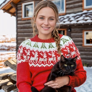 Nordic Christmas Sweater Knitting Pattern: Reindeer Yoke (PDF Pattern)
