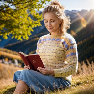 PDF Knitting Pattern,Nordic Women Fair Isle Sweater Pattern,Cozy Wool Pullover for Spring Fall Winter,Beginner Friendly,Instant Download,DIY
