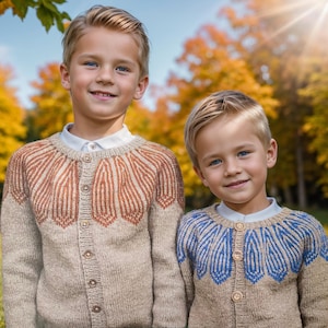 PDF Knitting Pattern,Nordic Children Cardigan,Graphic Yoke,Cardigan Pattern,Unisex Cardigan Sweater,Toddler,Teens,Kids Top Down Cardigan,DIY