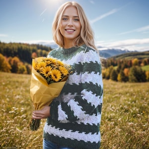 PDF Knitting Pattern,Nordic Sweater Pattern,Oversized Sweater,Striking Striped Pullover,Beginner Friendly Knitting Tutorial,Instant Download