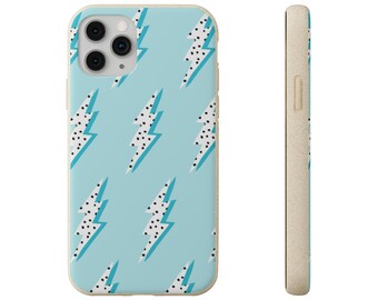 Biologisch afbreekbaar telefoonhoesje, bliksemschicht, milieuvriendelijk duurzaam cadeau, stijlvolle eco-hoesjes, telefoonbescherming, biologisch afbreekbare hoesjes